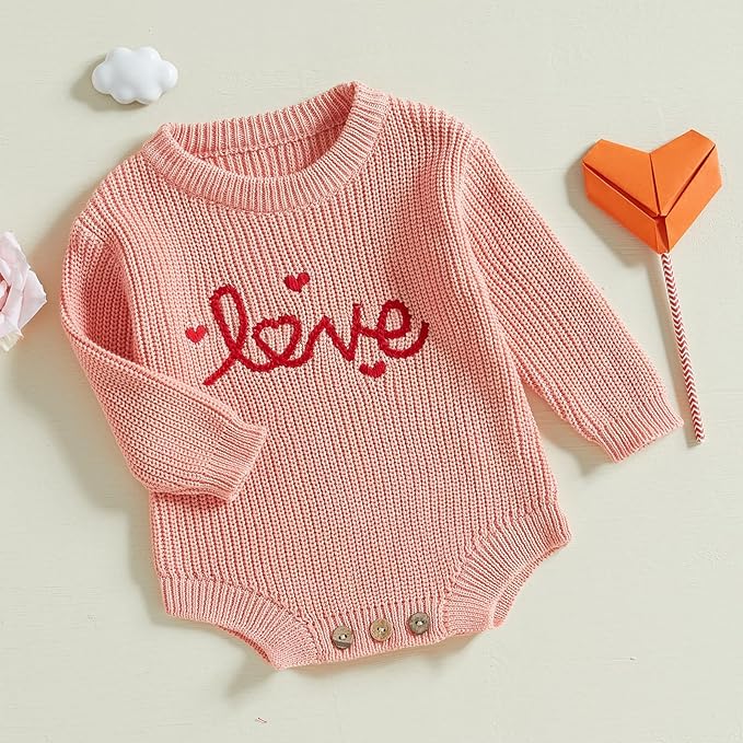 FYBITBO Baby Girl Boy Sweater Knit Oversized Pullover Sweatshirt Romper Onesie Warm Fall Winter Clothes Outfit Newborn