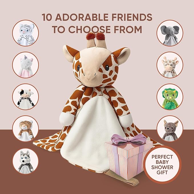 Love By Emi Baby Music Lovey Brown Giraffe, Baby Sleep Soother for Crib & Cuddle Bedtime, White Noise with Heartbeat & Lullaby, Plush Sound Machine Toy, Stuffed Animal for Newborns, Infants & Toddlers
