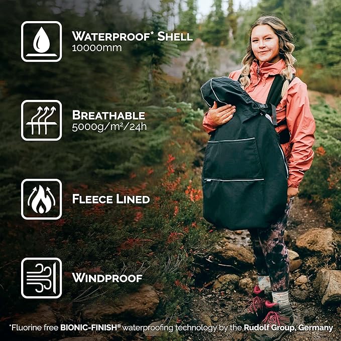 JAN & JUL Waterproof Baby Carrier Cover for Rain, Universal Fit for Car Seats and Strollers (Greystone)