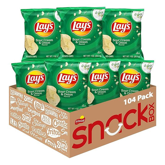 Lay's Potato Chips, Sour Cream & Onion, 1 Ounce (Pack of 104)
