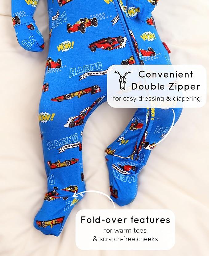 Footless Pajamas Baby Boy Girls, Viscose from Bamboo Baby Pajamas, Two Way Zipper Sleepers, Newborn Pjs