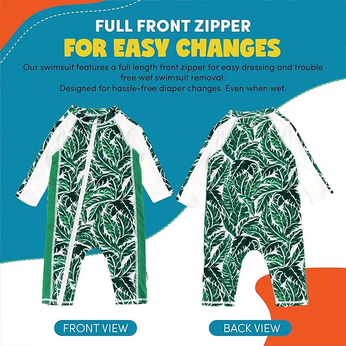 SwimZip Boys' Long-Sleeve UPF 50+ Swimsuit for Baby, Toddler, & Little Boys