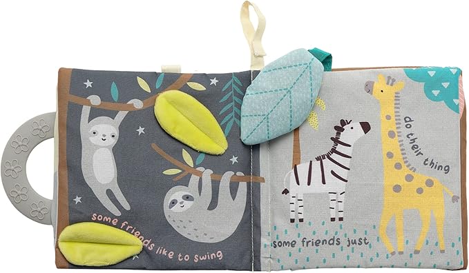 Lambs & Ivy Jungle Friends Developmental Soft Book & Elephant Plush Toy Gift Set