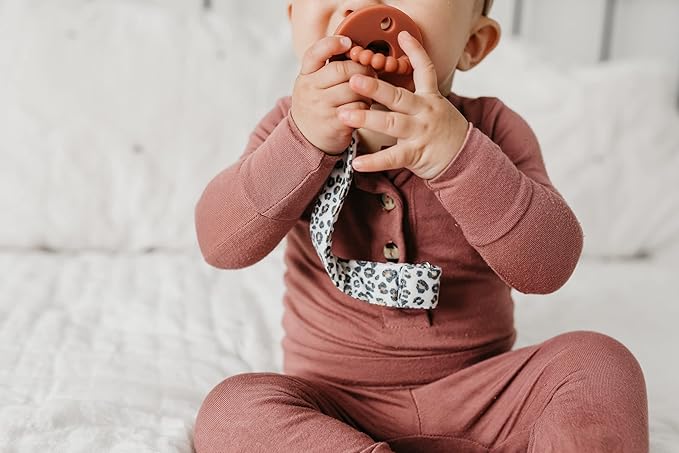 Copper Pearl Pacifier Clip 3-Pack: Premium Knit Binky Clips for Baby Girls and Boys - Stylish Stainless Steel Pacifier Holder Clip - Baby Pacifier Clips for No More Floor Drops - Zara