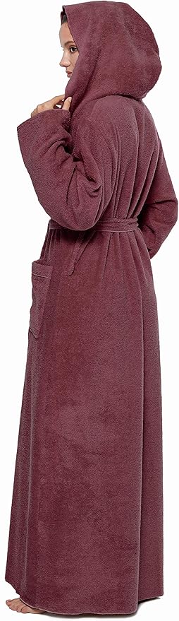 Arus Women's Princess Robe Ankle Long Hooded Lightweight Turkish Cotton Bathrobe