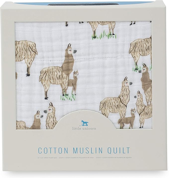 Little Unicorn Original Premium Cotton Quilt | Multi-Layered & Extra-Soft Muslin Fabric |for Babies & Toddlers (Llama Llama)