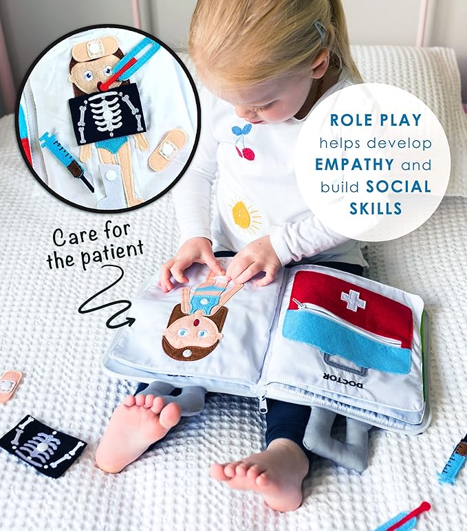 Curious Columbus Quiet Book Fabric Busy Book for Toddlers 3-5 - Airplane Toddler Travel Toys for Kids - Montessori Toy Preschool Activity Books - Fun and Educational for Toddlers