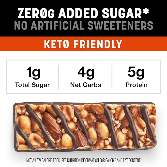 KIND ZERO Added Sugar Bars, Peanut Butter Dark Chocolate, Keto Friendly Snacks, Gluten Free, 5g Protein, 5 Count (Pack of 2)