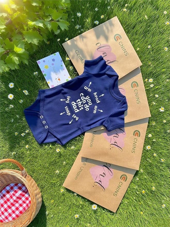 Cnins Funny Baby Bodysuit & Daddy Matching Cotton Outfit for Wild One 1st Birthday, Unisex Newborn Infant Clothes 0-24M