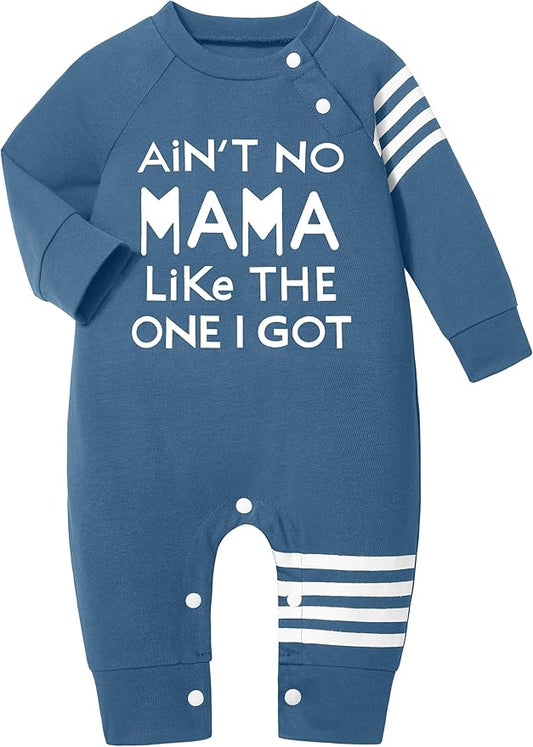 Baby Boy Clothes Infant Mamas Print Romper Stripe Sleeve Outfits Fall Winter Baby Clothing Jumpsuit