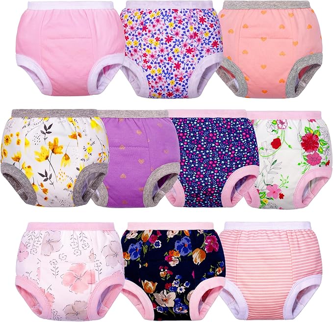 BIG ELEPHANT Potty Training Underwear - 10 Pack, 100% Cotton Absorbent Unisex Toddler Pee Pants for Boys Girls