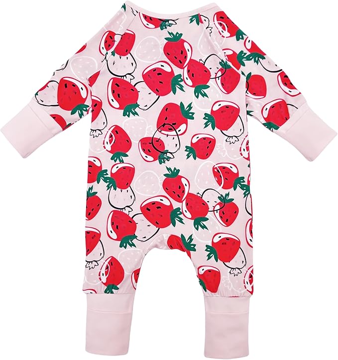 Bow Dream Bamboo Rayon Baby Boy Romper Footed Long Sleeve Footies Newborn Girl Clothes Footless with Zipper and Mitten Cuffs