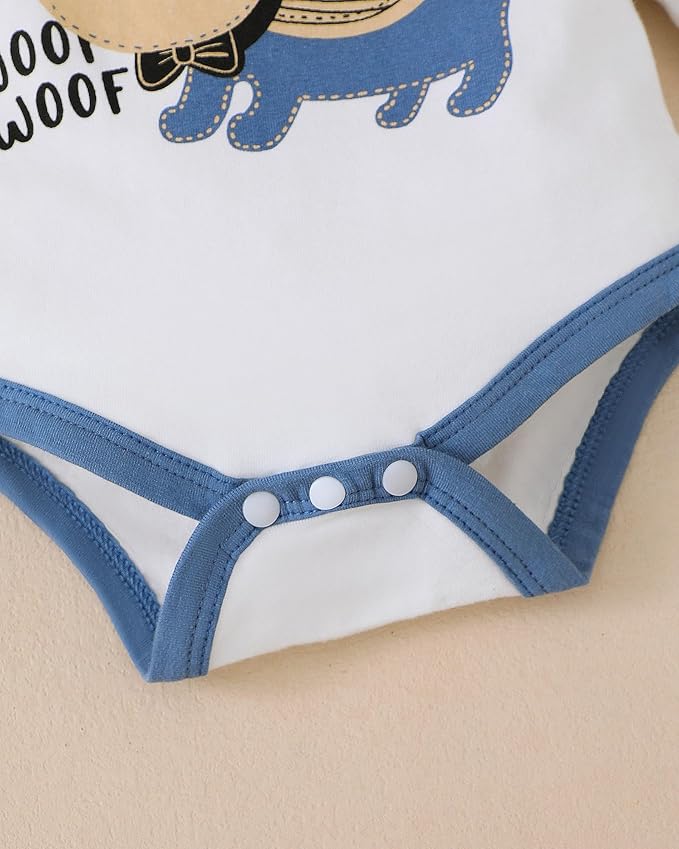 SUNNY PIGGY Baby Boy Clothes Newborn Infant Boys Outfits Romper Hat Pants 3PC Set 0-3 3-6 6-12 12-18 Month Clothing Gift