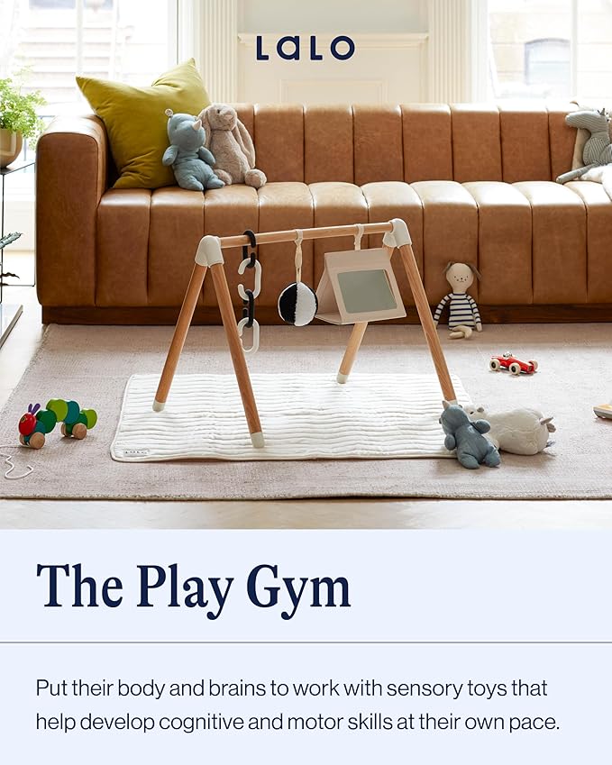 Lalo Baby Gym & Playmat for Babies and Toddlers - Eco-Friendly Oatmeal Playmat - Baby Gym & Accessories is Easy to Assemble & Clean - Go from Tummy Time to Story Time