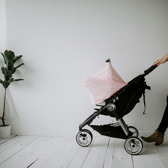 Parker Baby 4 in 1 Car Seat Cover for Girls - Stretchy Carseat Canopy, Nursing Cover, Grocery Cart Cover, High Chair Cover - Bloom