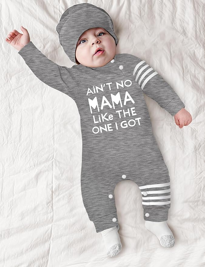 Baby Boy Clothes Infant Mamas Print Romper Stripe Sleeve Outfits Fall Winter Baby Clothing Jumpsuit