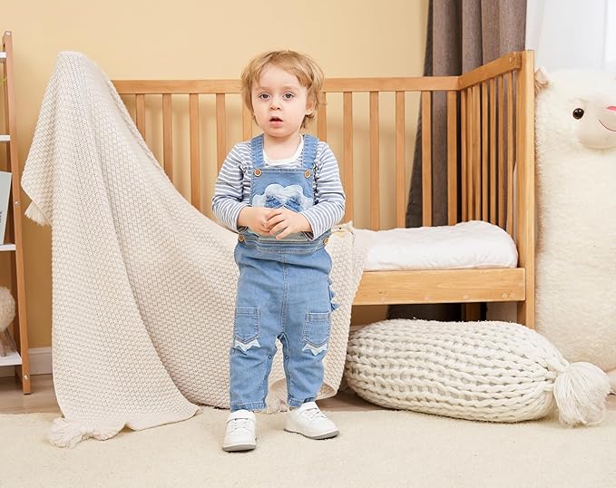 Cute Baby Boy Clothes Suit Toddler Boys' Striped long Sleeve T-Shirt+Denim Overalls Jumpsuit Pants Outfits Sets