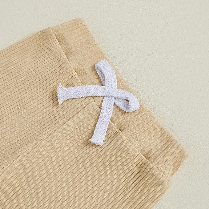 Newborn Baby Boy Clothes Long Sleeve Ribbed Bodysuit Pants Hat 3-Piece Outfit Set