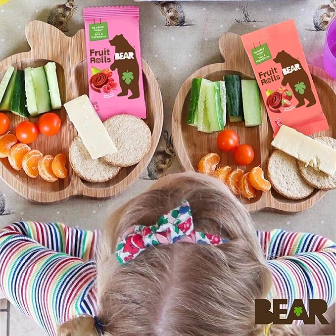 BEAR Real Fruit Snack Rolls - Gluten Free, Vegan, and Non-GMO - Raspberry – Healthy School And Lunch Snacks For Kids And Adults, 0.7 Ounce (Pack of 18)