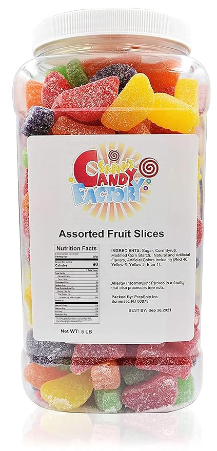 Sarah's Candy Factory Assorted Fruit Slice (5 Lbs in Jar)