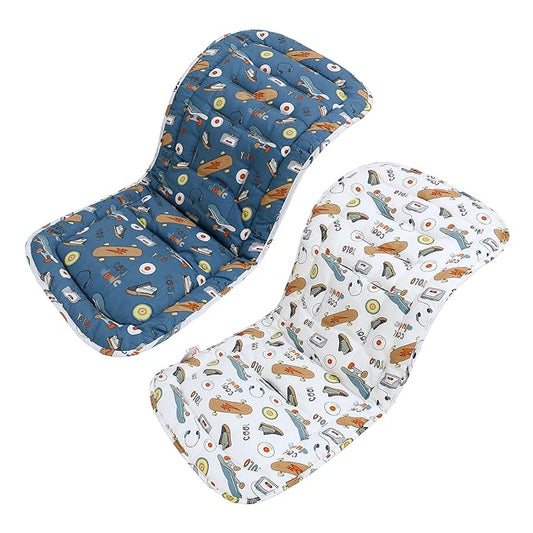 Baby Stroller Cushion,Infant Car Seat Insert-Reversible Universal Breathable and Soft Newborn Stroller Mat,100% Cotton Cover Toddler Seat Pad Liner-34x78cm,1 Pack(Skateboard)