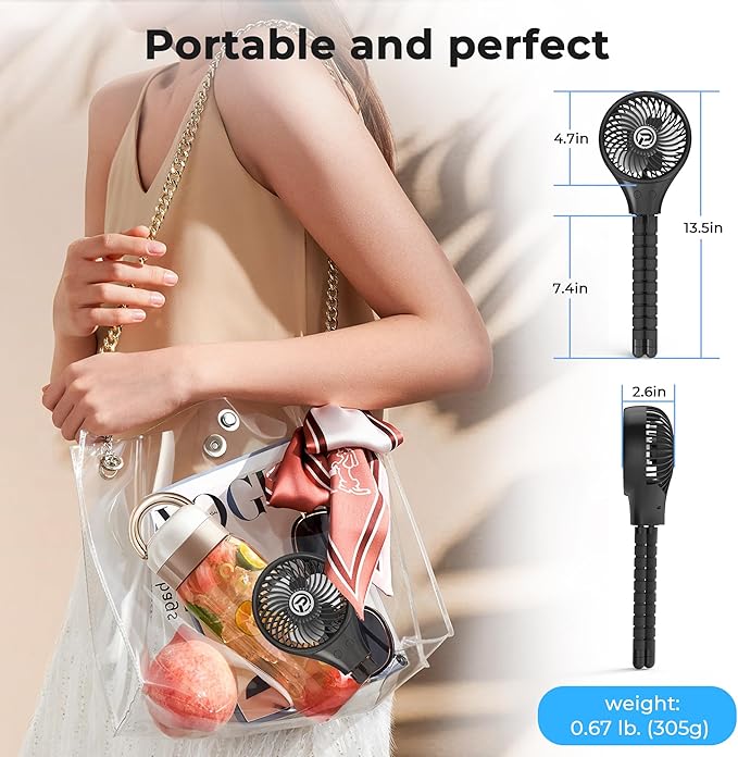 PANERGY Baby Stroller Fan, Oscillating Mini Portable Fan, 3 Speeds Battery Operated Flexible Tripod Clip on for Car Seat Crib Travel