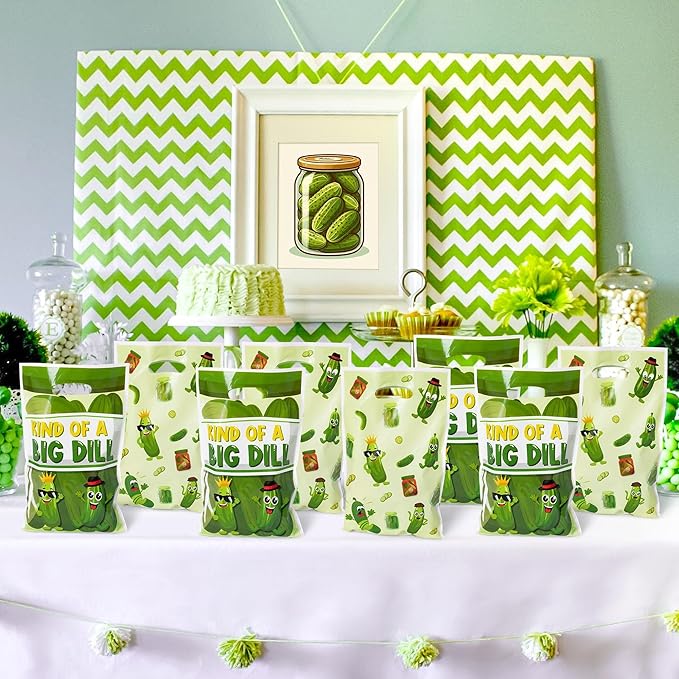 Funny Pickle Party Favor Bags - 50Pcs Kind of a Big Deal Cucumber Goody Candy Treat Gifts Bags, Interesting Vegetable Themed Party Decorations for Adults Kids Birthday Fruit Vegetable Events Supplies