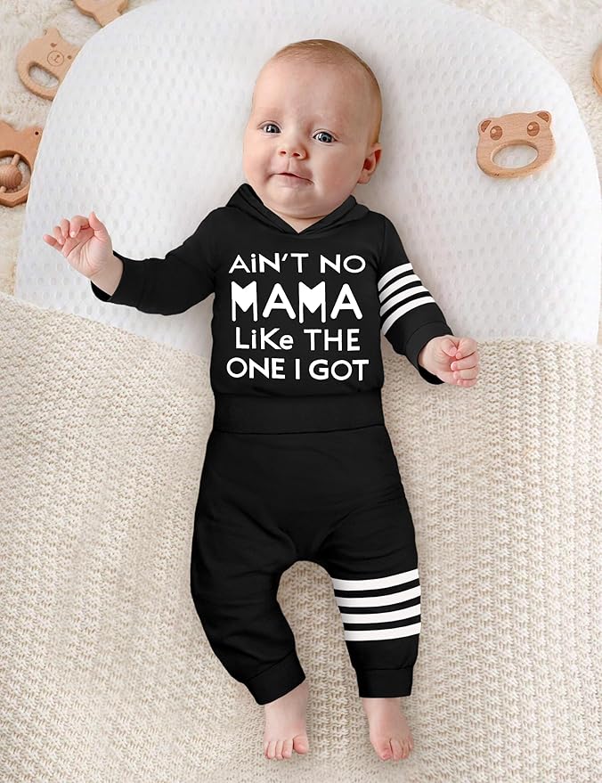 Fommy Newborn Baby Boy Clothes Plaid Letter Print Long Sleeve Hoodies + Long Pants 2PCS Fall Winter Outfits Set