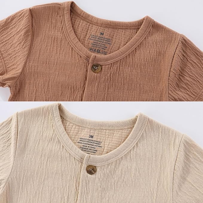 Baby Girl Romper Button Jumpsuit Summer Infant Boy Clothes for 0-24 Months