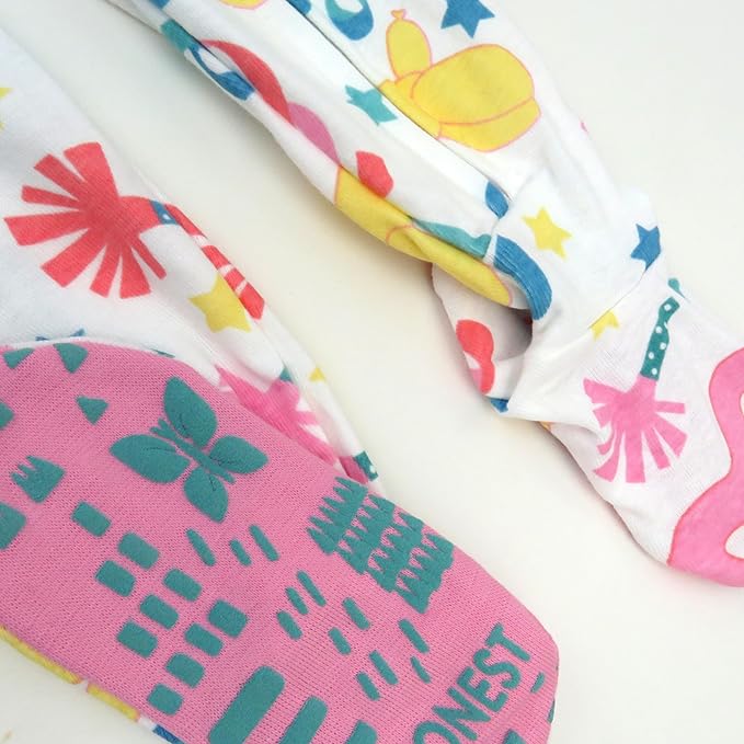 HonestBaby Non-Slip Footed Pajamas One-Piece Sleeper Zip-Front Pjs 100% Organic Cotton for Baby Girls