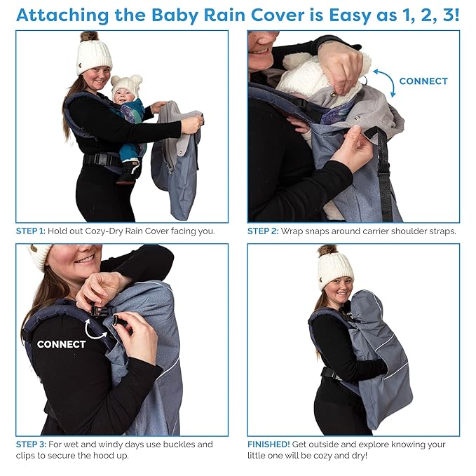 JAN & JUL Waterproof Cozy-Dry Baby Rain Cover, Breathable Infant Carrier, Universal Fit (Heather Grey)