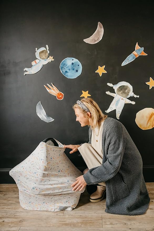 Copper Pearl Multi-Use Cover: Car Seat Covers, Nursing Cover, and Stroller Cover for Sun - Stretchy Fabric, All-Season Use, Stylish Designs, Easy Access for Moms - Cosmos