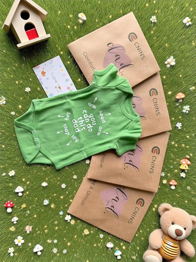 Cnins Funny Baby Bodysuit & Daddy Matching Cotton Outfit for Wild One 1st Birthday, Unisex Newborn Infant Clothes 0-24M