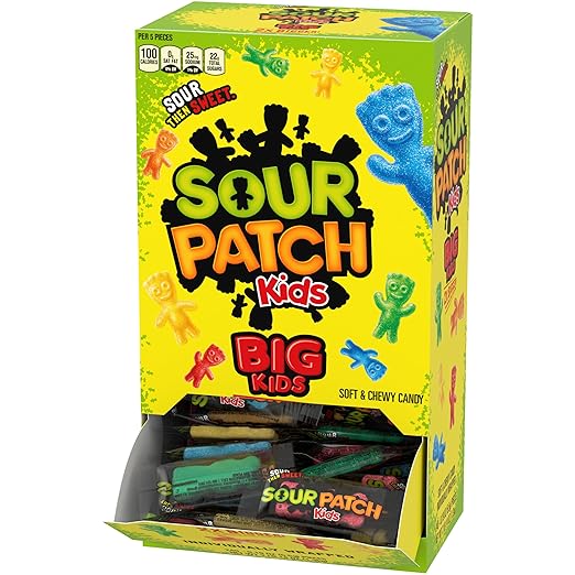 SOUR PATCH KIDS Big Kids Individually Wrapped Soft & Chewy Candy, Bulk Candy, School Snacks, 240 Count Box