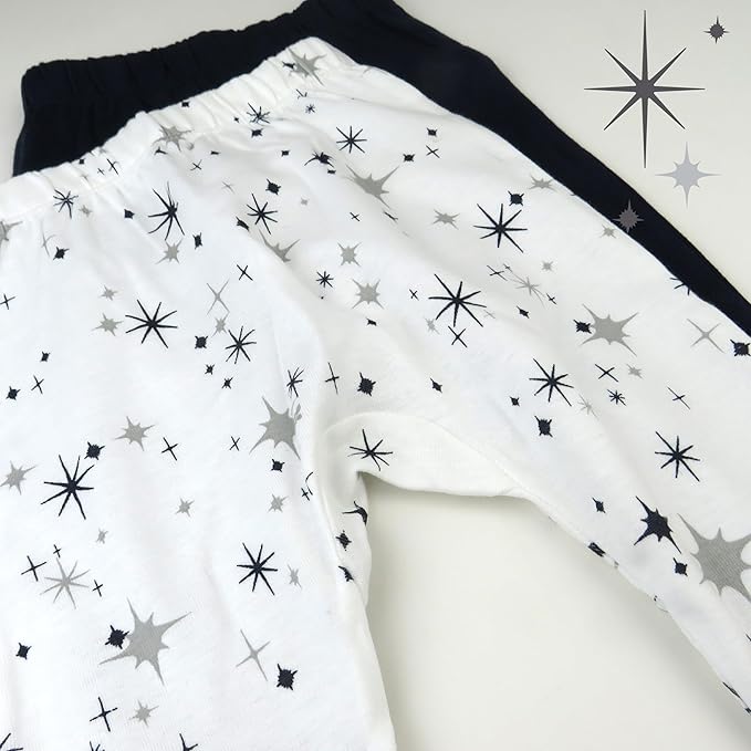 HonestBaby Unisex-Baby Multipack Harem Pants Roomy Fit Pull on Bottoms 100% Organic Cotton for Baby Boys, Girls