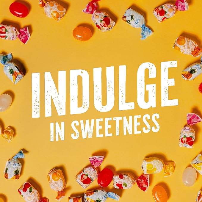 Assorted Fruit Hard Candy Individually Wrapped by Cambie, 6 lbs of Fruit Candy with a Deliciously Sweet Hard Exterior with a Soft, Decadent Filled Center