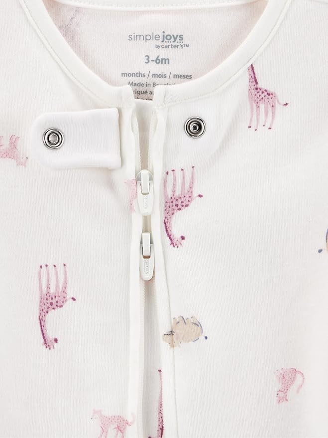 Simple Joys by Carter's Baby Girls' Cotton Footed Sleep and Play, Pack of 2