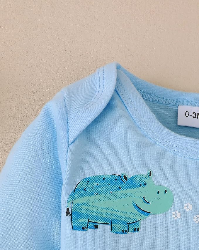 SUNNY PIGGY Baby Boy Clothes Newborn Infant Boys Outfits Romper Hat Pants 3PC Set 0-3 3-6 6-12 12-18 Month Clothing Gift