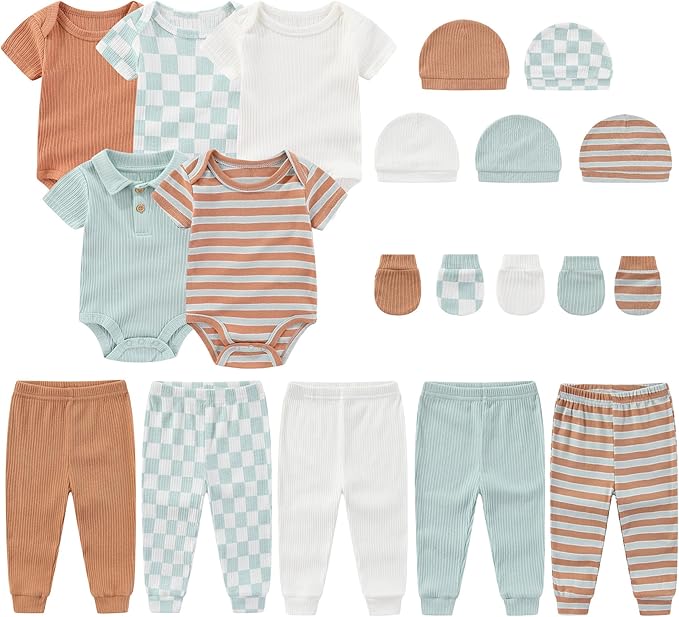 Newborn Layette Gift Set 20-Piece Cotton Baby Boy Girl Clothes Essentials and Accessories