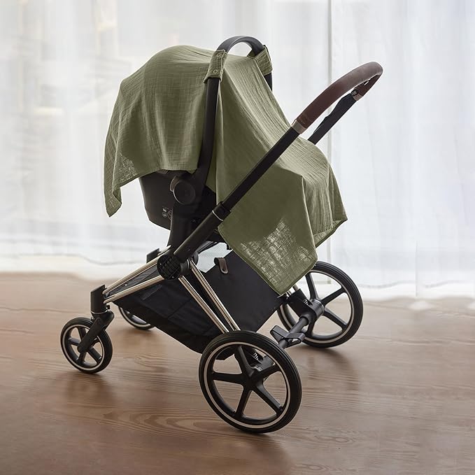 Car Seat Cover Baby - Organic Cotton - Carseat Covers Baby - Carseat Cover - Car Seat Canopy - Carseat Canopy - 100% Muslin Cotton, 43" x 32" 2-Pack (Sage Green/Soft Grey)
