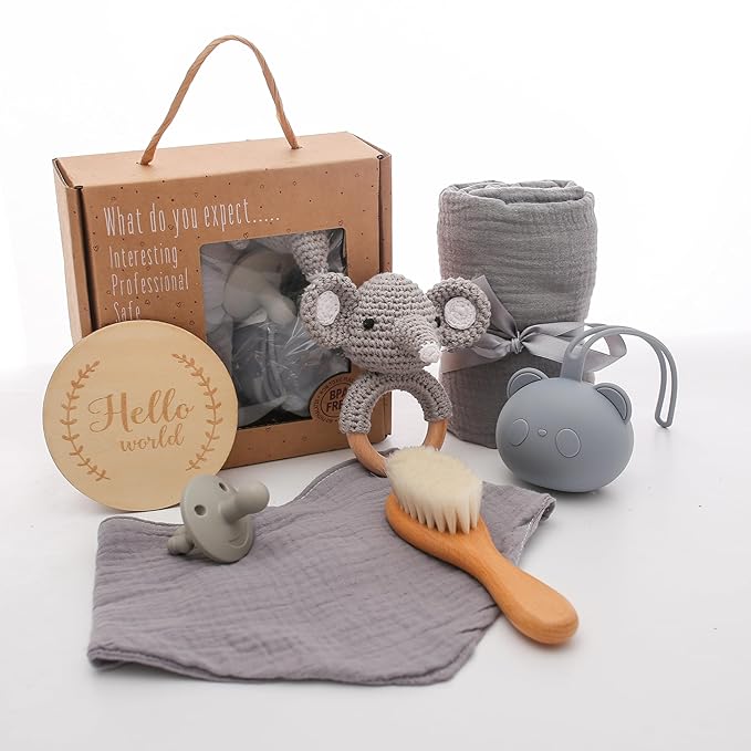 Baby Gift Set for Newborn New Baby Gift Set - Newborn Baby Essentials Baby Bath Set with Baby Blanket Baby Rattle - New Born Baby Girls Gift & Baby Boy Gifts for Baby Shower