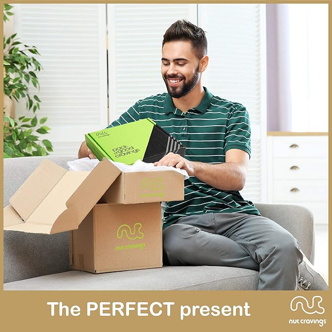 NUT CRAVINGS Gourmet Collection - Get Well Soon, Nuts Gift Basket with Get Well Soon Ribbon (7 Assortments) Food Platter, Healthy Snack Care Package, Food Assortments