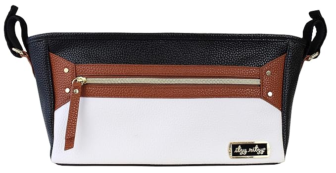 Itzy Ritzy Adjustable Stroller Caddy and Organizer Bag Featuring Front Zippered Pocket, 2 Built-In Interior Pockets & Adjustable Straps to Fit Nearly Any Stroller (Coffee and Cream)