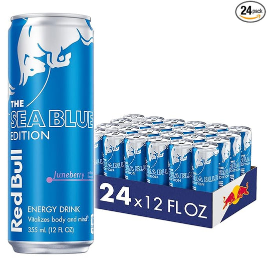 Red Bull Sea Blue Edition Energy Drink, Juneberry, with 114mg Caffeine plus Taurine & B Vitamins, 12 Fl Oz, Pack of 24 Cans