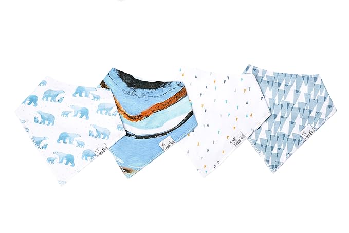 Copper Pearl Baby Bandana Drool Bibs for Drooling and Teething 4 Pack Gift Set for Girls or Boys “Arctic Set