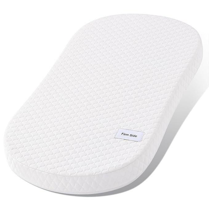 Pro Goleem Baby Bassinet Mattress Pad 30"x18" Peanut Hourglass, Waterproof Soft Cover Gel Memory Foam, Dual Side Cradle Mattress Fit Halo BassiNest Bassinet Series