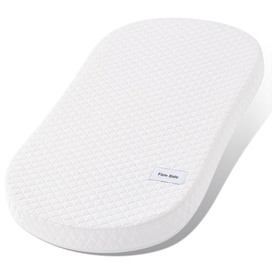 Pro Goleem Baby Bassinet Mattress Pad 30"x18" Peanut Hourglass, Waterproof Soft Cover Gel Memory Foam, Dual Side Cradle Mattress Fit Halo BassiNest Bassinet Series