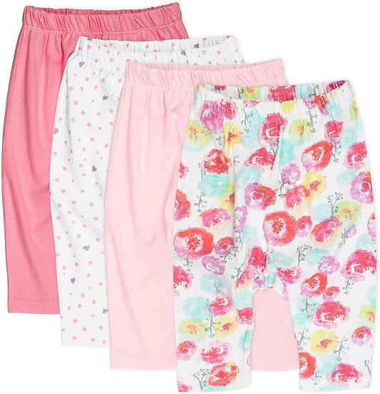 HonestBaby Unisex-Baby Multipack Harem Pants Roomy Fit Pull on Bottoms 100% Organic Cotton for Baby Boys, Girls