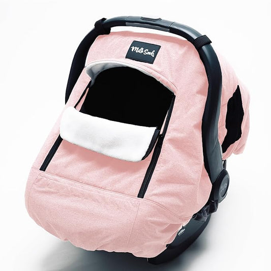 Milk Snob Winter Baby Car Seat Cover - Car Seat Canopy & Stroller Cover for Babies - Waterproof, Windproof, Cozy Inner Fleece Lining - Keep Your Baby Warm, Dry & Cozy This Winter (Blush)