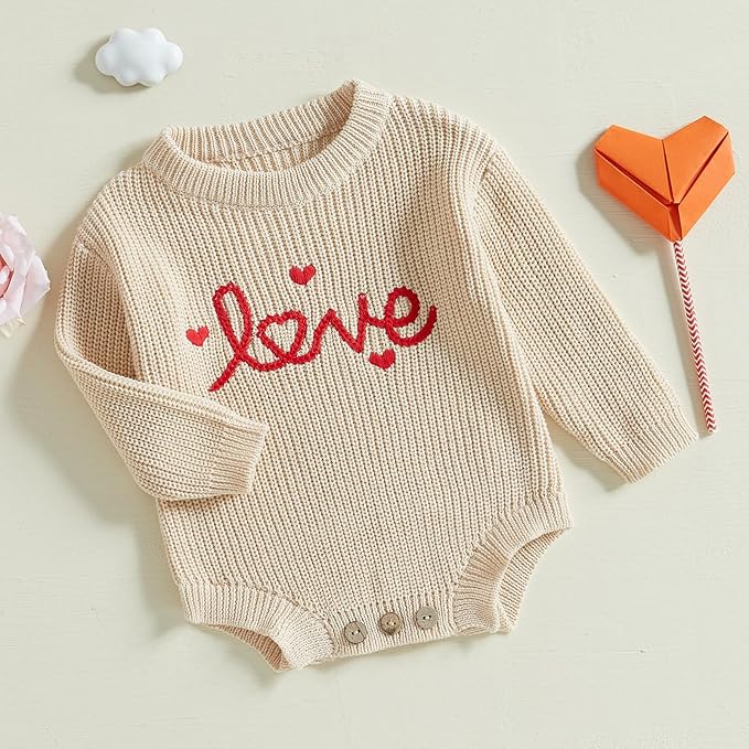 FYBITBO Baby Girl Boy Sweater Knit Oversized Pullover Sweatshirt Romper Onesie Warm Fall Winter Clothes Outfit Newborn